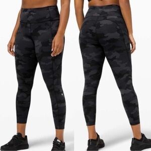 Lululemon Fast and Free Tight II 25" Non-Reflective Nulux Camo Deep Coal Multi 6